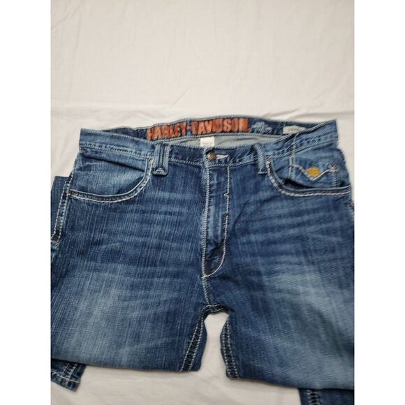 Harley Davidson Men's Jeans Medium Wash Straight Leg Boot Cut Biker Size 38x31 - Picture 5 of 13